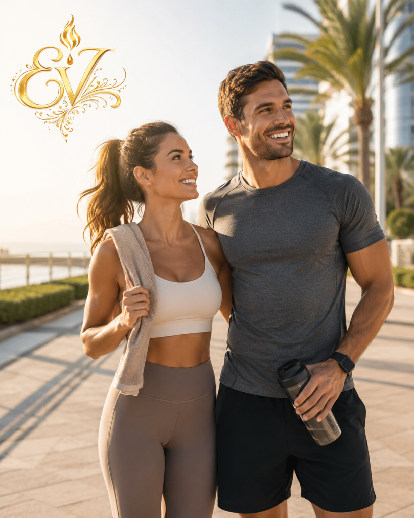 couple sportif heureux