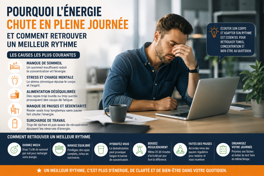 Pourquoi l’énergie chute en pleine journée et comment retrouver un meilleur rythme