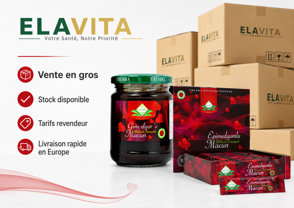 **Découvrez l’offre de vente en gros Elavita : stock disponible, tarifs revendeur, service client premium et livraison rapide en Europe pour distribuer Macun Epimedium et miel aphrodisiaque avec une image de marque forte et professionnelle.**